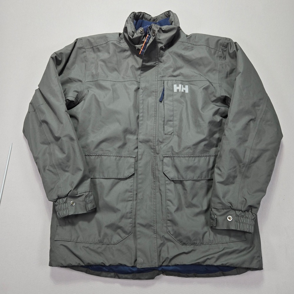 Helly Hansen Kids Rain Jacket Waterproof Windproof‎ Primaloft Gray Size 14